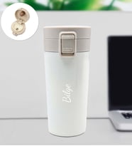 Kişiye Özel 350 ML Kilitli Çelik Termos (Krem)