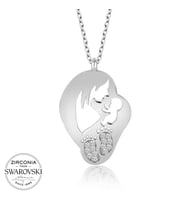 Swarovski Taşlı Gümüş Anne Bebek Bayan Kolye