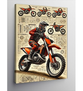 Kanvas Tablo Motokros Yarışçısı