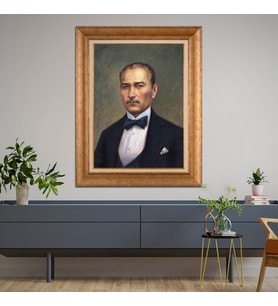 Altın Varaklı Paspartulu Çerçeveli Tablo rv917