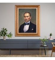 Altın Varaklı Paspartulu Çerçeveli Tablo rv917