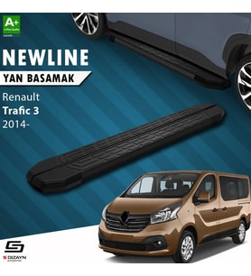 S-Dizayn Renault Trafic 3 Kısa Şase NewLine Siyah Yan Basamak 223 Cm 2014-2020 A+ Kalite