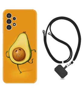 Samsung Galaxy M14 Kılıf Resimli Boyun Askılı İpli Desenli Silikon Series Dance Avokado 1878