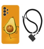 Samsung Galaxy M14 Kılıf Resimli Boyun Askılı İpli Desenli Silikon Series Dance Avokado 1878