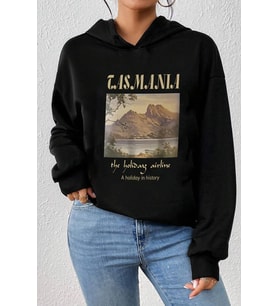 Unisex Oversize Tasmania Baskılı Sweatshirt (Siyah)