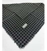 Desenli Flamalı Keten Eşarp- 06112 (Siyah - Beyaz)