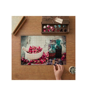Gül Tomurcukları - Gül Yağı - Havan Tasarımı 240 parça Ahşap Puzzle Ahşap Kutuda MP01301