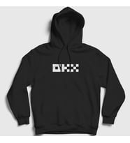 Presmono Unisex Beyaz Logo Okx Bitcoin Blockchain Kapüşonlu Sweatshirt 432130tt (Siyah)