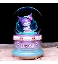 Kuromi Tasarım Orta Boy Işıklı Müzikli Kar Küresi (Açık Pembe)