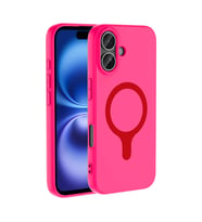 Lexroo iPhone 16 Kılıf M-Safe Şarj Özellikli Aris Silikon Kılıf - Koyu Pembe