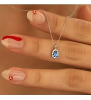 925 Ayar Gümüş Aquamarine Taşlı Damla Kolye