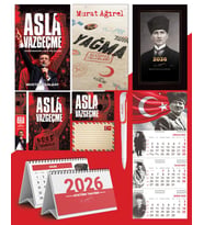 Asla Vazgeçme - Ayraç - Kartpostal - Poster - Yağma - Sayıştay Belgeleri -  2026 Ajanda Kalpaklı - Ay Yıldız Duvar Takvimi - Masa Takvimi