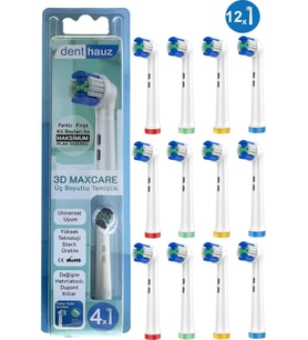 3D Maxcare - 3 Boyutlu Temiizlik Oral B Şarjlı Diş Fırçası Yedek Başlığı - 12 Adet Yedek Başlık