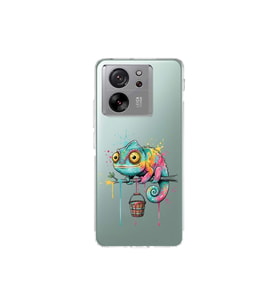 Xiaomi Mi 13T ile Uyumlu Splash Bukalemun Tasarımlı Şeffaf Silikon Kılıf