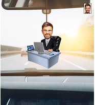 Kişiye Özel Karikatürlü İş Adamı Ahşap Araba Dikiz Ayna Süsü