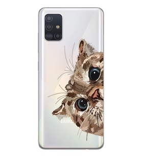 Samsung Galaxy A71 Uyumlu Tatlı Kedi Desenli Şeffaf Telefon Kılıfı
