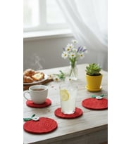 3’lü Set El Örgüsü Apple Coaster – Minimalist ve Ferah Sofra Sunumu