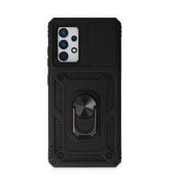 Samsung Galaxy A72 Kılıf Pars Lens Yüzüklü Silikon - Siyah