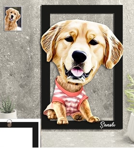 Kişiye Özel Hayvan Karikatürlü Köpek 3D Ahşap Tablo 30x47 Model-2