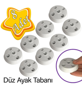 8 Adet Düz Ayak Tabanı Beyaz Mobilya Masa Sehpa Ayağı Bağlantı Aparatı Plastik