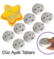 8 Adet Düz Ayak Tabanı Beyaz Mobilya Masa Sehpa Ayağı Bağlantı Aparatı Plastik