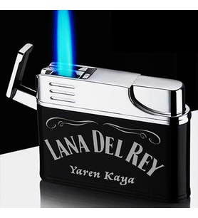 Kişiye Özel İsimli Siyah Gazlı Tasarım Çakmak Lana Del Rey Baskılı