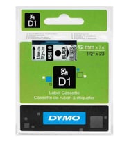 DYMO D1 ŞERİT 12MM x 7MT SİYAH / BEYAZ 720610 45021 ÜCRETSİZKARGO