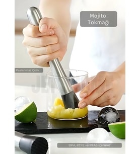 Mojito Tokmağı Barista Buz Ezici Tokmak Meyve Ezici Barmen İçecek Karıştırıcı Paslanmaz 20 cm