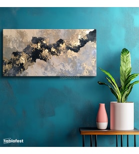 Yatay Panoramik Kanvas Tablo Soyut Kompozisyon Modern Sanat Tablosu Ev Ofis Duvar Dekoru