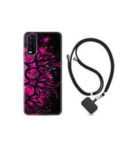 Vivo Y20 Kılıf Silikon Desen Boyun Askılı Purple Knife 1692