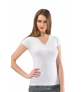 6 Adet Anıt Bayan Likralı V Yaka Kısa Kol Fanila Atlet Body 2840 (Beyaz)