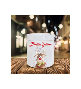 Yılbaşı Noel Temalı Baskılı Seramik Şık Küllük