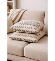 Faralya Life %70 Pamuk %30 Polyester Baskılı Geometrik Desenli 2 li Kırlent Kılıfı 45x45 cm – Dekoratif Koltuk Yastık Kılıfı Modern Salon Dekoru (Gri)