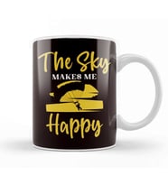 Sky Makes Happy Paragliding Parachuting Skydiving Pilot Kupa Bardak Porselen