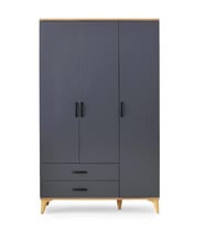 Kumsal 3 Kapılı 2 Çekmeceli Gardrop Elbise Dolabı 120x48x195cm (Gri)