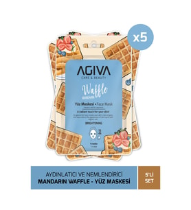 Mandarin&Waffle Aydınlatıcı ve Nemlendirici Kağıt Yüz Maskesi 5'li Set-Aydınlatıcı Etki