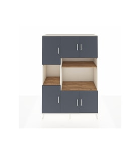 Hyperion Dolap 9 Raflı 6 Kapaklı 132x44x195 Aytaşı-Antrasit/Çam