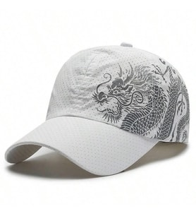 Valkyrie Dragon Nefes Alabilir Beyaz Spor Şapka – Ayarlanabilir Outdoor Balıkçı Günlük Unisex Şapka