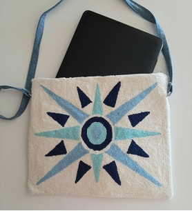 Mi-Knitting, Laptop Çantası, Elişi Laptop Çantası, Punch Nakışı Laptop Çantası, Tasarım Laptop Çantası