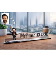 Kişiye Özel Aşçı Karikatürlü 30 cm Ayna Pleksi Masaüstü İsimlik - Aşçı Hediyesi Aşçı ve Şef Hediyesi