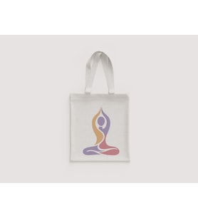 Yoga Meditasyon İnsan Silüeti Soyut Renkli Desenli Omuz Çantası Hediyelik Ham Bez Çanta