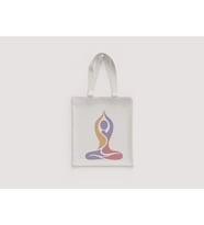 Yoga Meditasyon İnsan Silüeti Soyut Renkli Desenli Omuz Çantası Hediyelik Ham Bez Çanta