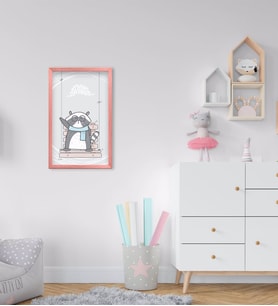 BK Home Sevimli Hayvan Tasarımlı Dekoratif Pembe Ahşap Çerçeveli Çocuk Odası Tablo-3