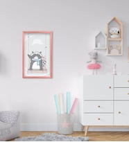 BK Home Sevimli Hayvan Tasarımlı Dekoratif Pembe Ahşap Çerçeveli Çocuk Odası Tablo-3
