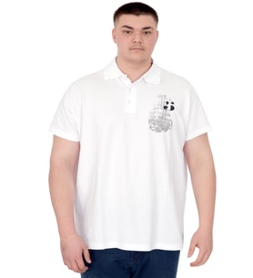 Mode XL Büyük Beden Erkek T-Shirt Polo Sail Boat U25302 Beyaz