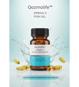 QOZMOLİFE Omega-3 Premium Fish Oil 24 Softgel X 1000mg, Balık Yağı, Hidrolize Kolajen & C Vitamini