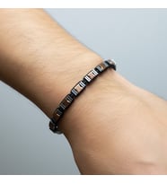Valmont Accessories Hematit Taşlı Kahve/Antrasit Erkek Bileklik İnce Kare Kesim Parlak Modern Bileklik