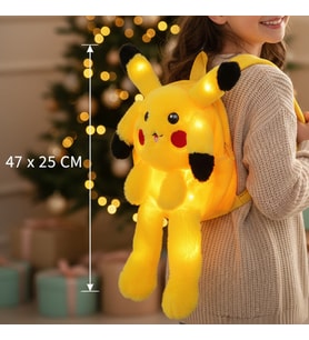 Peluş Işıklı Pikachu Sırt Çantası – 47 x 25 cm