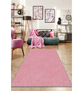 Pembe Sade Desensiz Kaymaz Tabanlı Dekoratif Halı RV201 - 100 x 160 cm