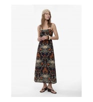 Koton Floral Etnik Desenli Siyah Kadın Elbise 6Sak80102Ew